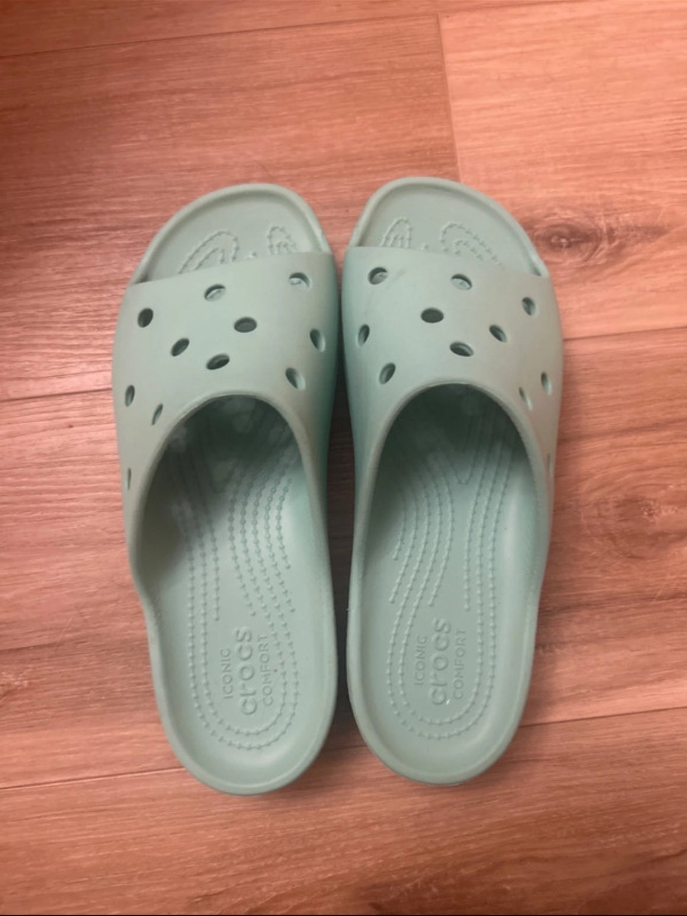 CROCS Kids Slip-On Slides in Mint Green